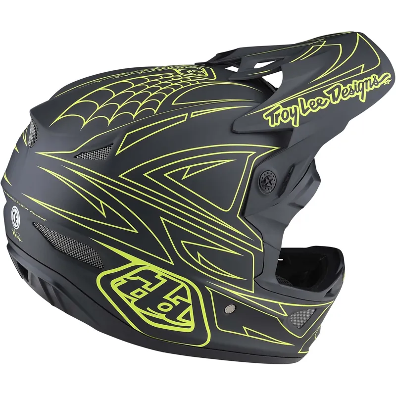 Troy Lee Designs D3 Fiberlite Full Face MTB Helmet Spiderstripe Yellow-5